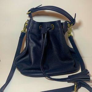 Biden Real Leather Navy Drawstring Purse